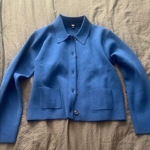 Uniqlo U Women's Blue Collared  Button-Front Jacket